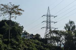 Electrical power lines in Assam, India