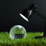 Table,Lamp,Lights,Up,Crystal,Globe,On,The,Grass